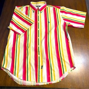 Vintage 90s Hunt Club Mens Shirt Mens Large Multicolor Button Up Short Sleeve